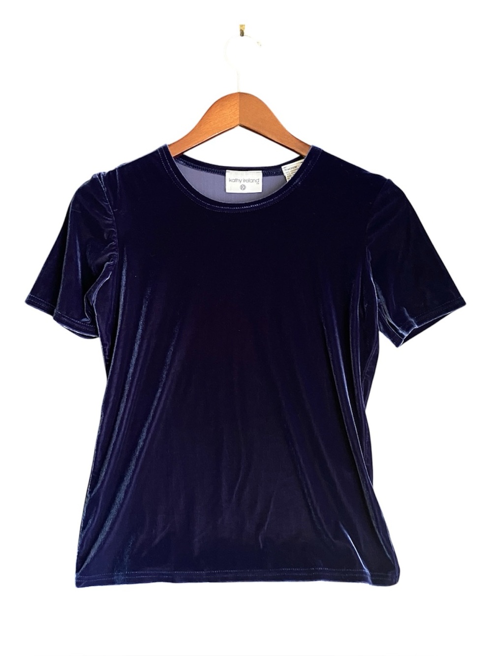Kathy Ireland | Vintage 90s Baby Tee Navy/Purple Hue Velvet Top | Size M